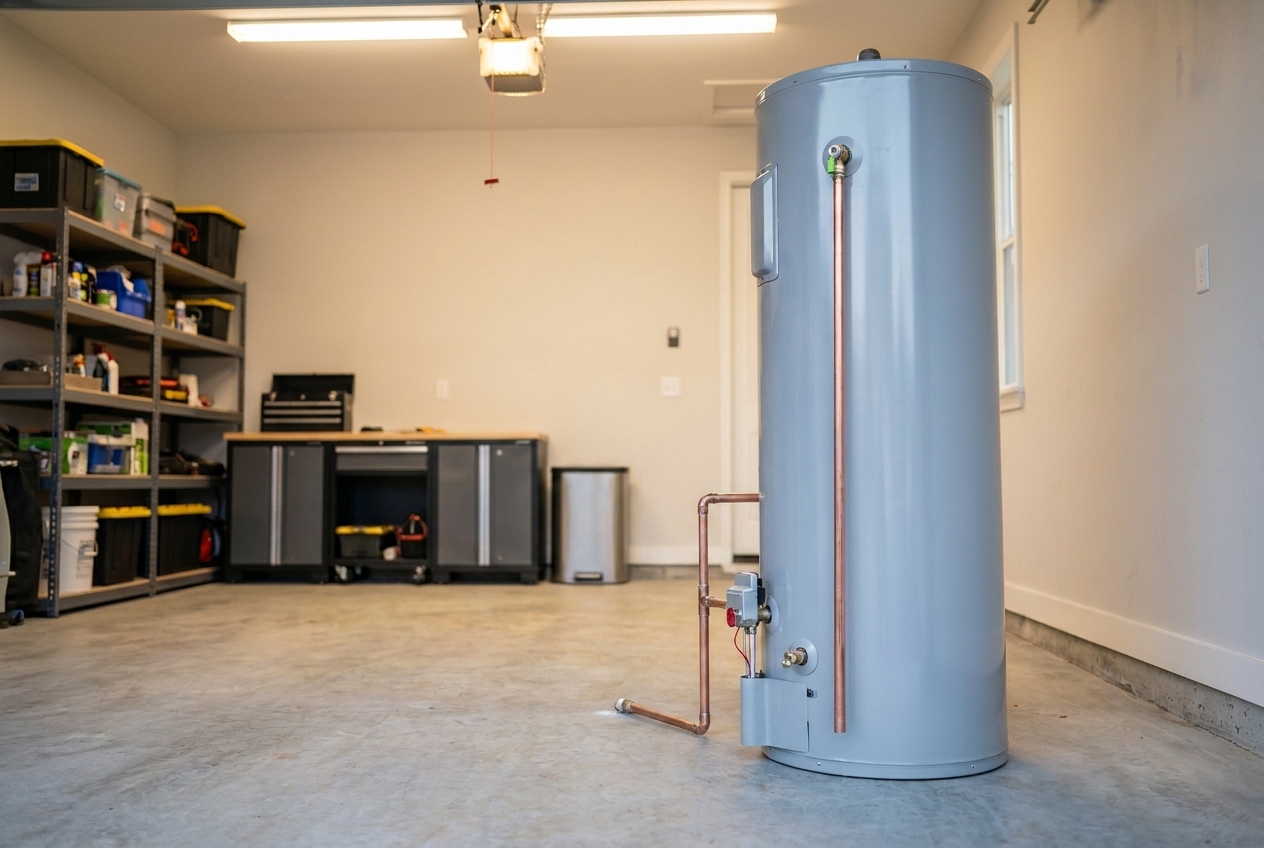 Newly installed traditional tank water heater